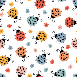 hand drawn seamless pattern with cute ladybugs Vector Image
