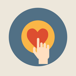 Hand pressing like heart button flat design vector