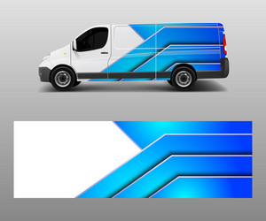 Modern Van Wrap Template - Blue & White Vector Image