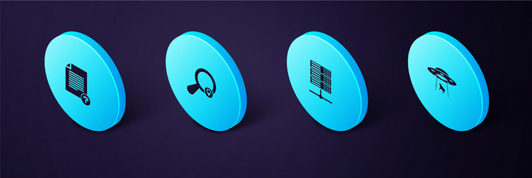 set isometric ufo abducts cow server data web vector image