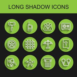 set line document with search hexagram sheriff vector image