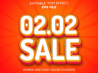 0202 sale text effect font editable typography 3d vector image