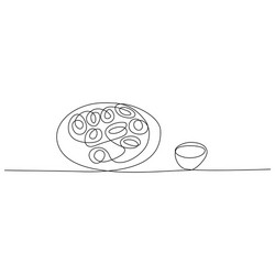 Continuous line drawing seafood salmon meat Vector Image
