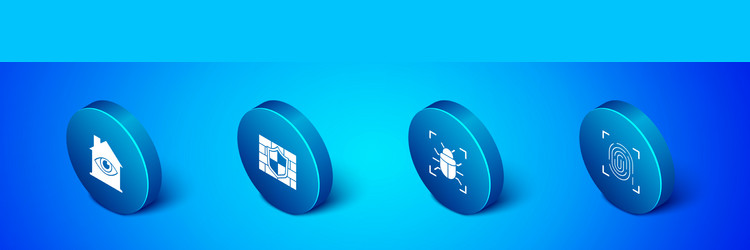 set isometric house with eye scan system bug vector image