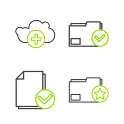 set line document folder with star and check mark vector image
