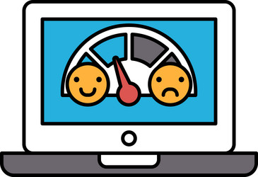 a computer monitor shows speedometer with two vector image