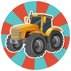 cartoon yellow tractor with comic background vector