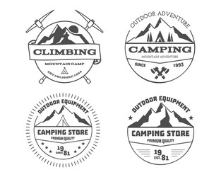 Monochrome Camping Adventure Badges Vector Image