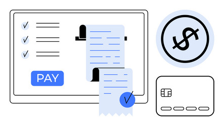 digital payment system with receipts checklist vector image