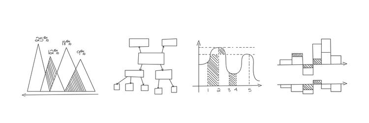 graph and chart line drawing as infographic vector image