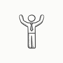 man with raised arms sketch icon vector image
