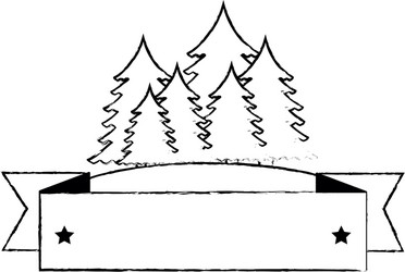 pines trees forest scene with tape frame vector image