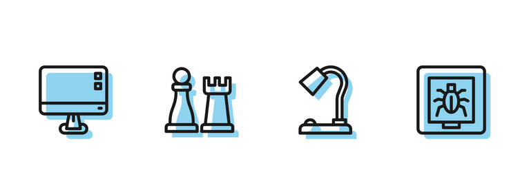 Set line table lamp computer monitor screen vector