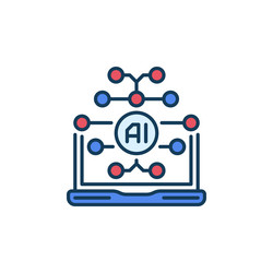 Ai brain and laptop computer artificial vector
