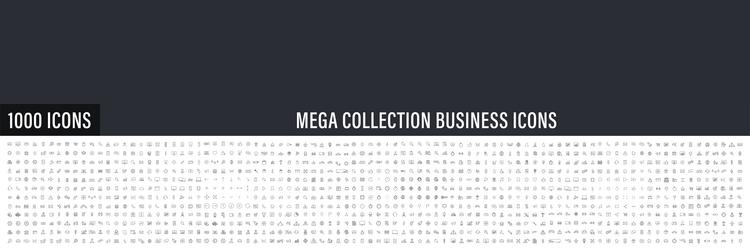 Big set of 1000 thin line web icon business vector