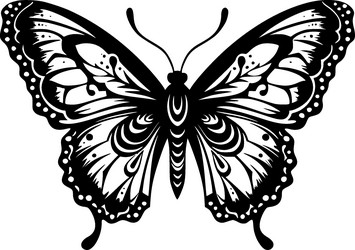 butterfly - black and white isolated icon