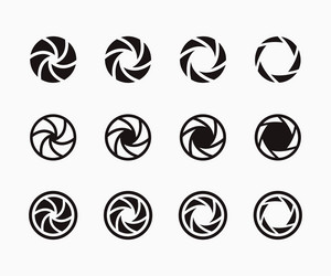 camera shutter icons set or aperture icon vector image
