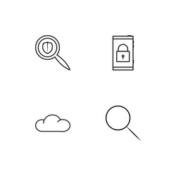 cyber security linear icons set simple outline vector image
