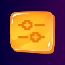 filters setup glossy ui button with pixelated icon vector image