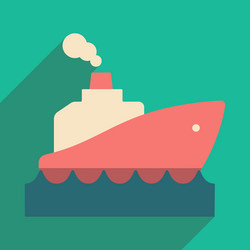flat with shadow icon and mobile application boat vector image