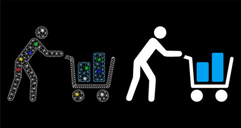 glossy mesh wire frame client with shopping cart vector image