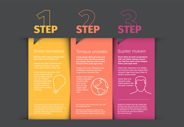 Instrucions table with three steps template vector