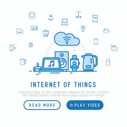 internet of things concept with thin line icons vector image