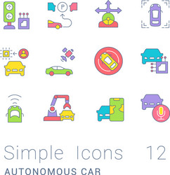 set simple line icons autonomous car vector image