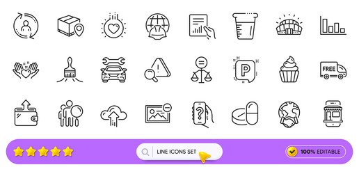 document love and parking line icons for web app vector image