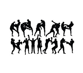 Wrestling and boxing sport activity silhouettes Vector Image