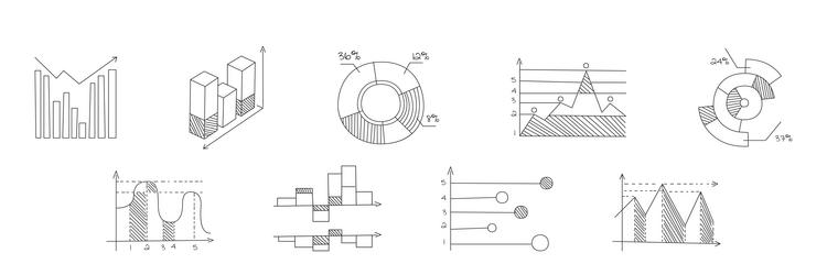 graph and chart line drawing as infographic vector image