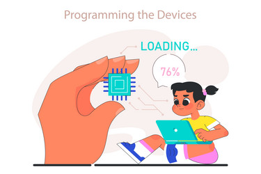 little girl do programming computer science ai vector image