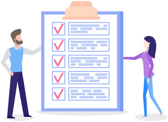 man and woman stand near to do list discuss vector image