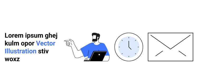 man pointing while working on a laptop clock vector image
