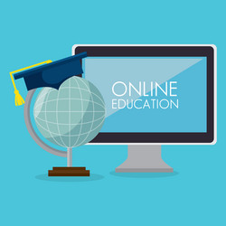 on line education with desktop computer vector image