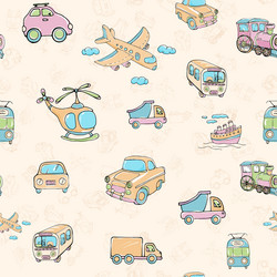 seamless pattern with transports multicolored vector image