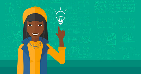 woman pointing at light bulb vector image