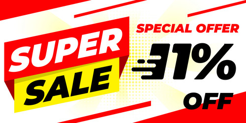 11 off sale banner flash big super promotion vector