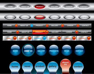 Black Menu Navigation Buttons vector