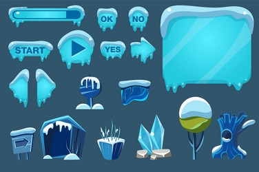 Buttons with snow set game user interface vector