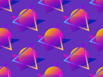 Futuristic seamless pattern gradient sun retro vector