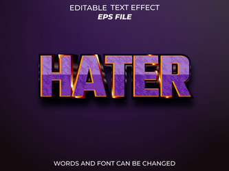 hater text effect font editable typography 3d vector image