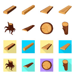 isolated object of tree and raw symbol collection vector image
