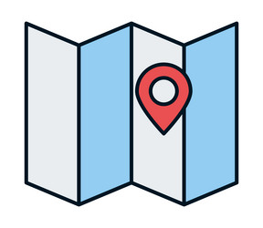 Paper map with pin location vector