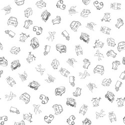 Seamless pattern with transports linear vector