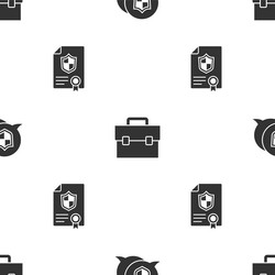 set location shield briefcase and contract vector image