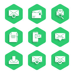 set mobile and envelope delete check vector image