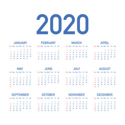 Calendar 2020 basic grid simple design template vector