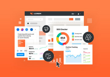 Seo tool platform used for keyword research vector