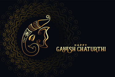 black and golden happy ganesh chaturthi festival vector